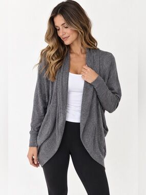 Lululemon To & Flow Wrap Cardigan Heather Gray Size 6 Open Front
